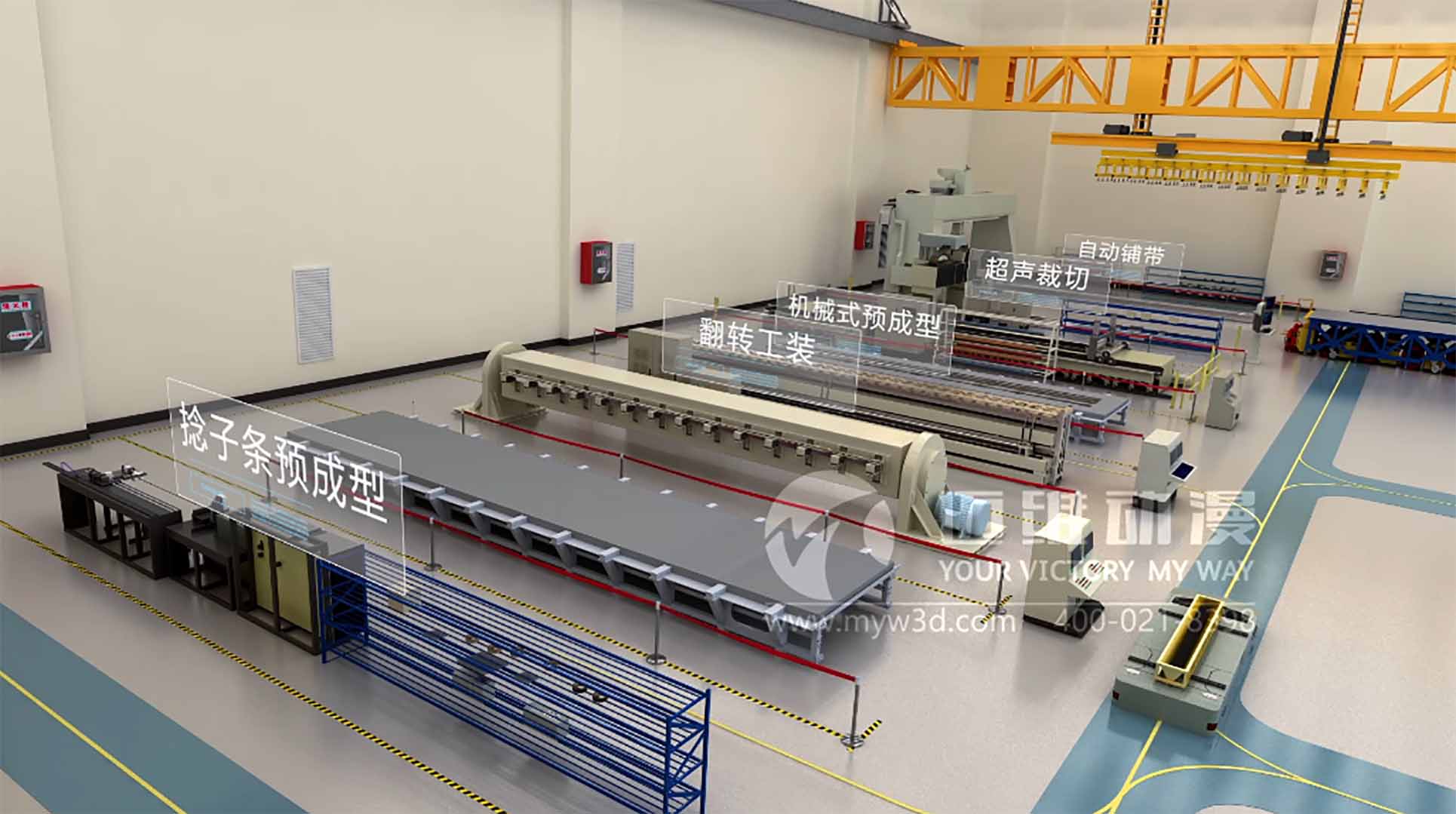 复合材料长桁自动化生产线三维动画