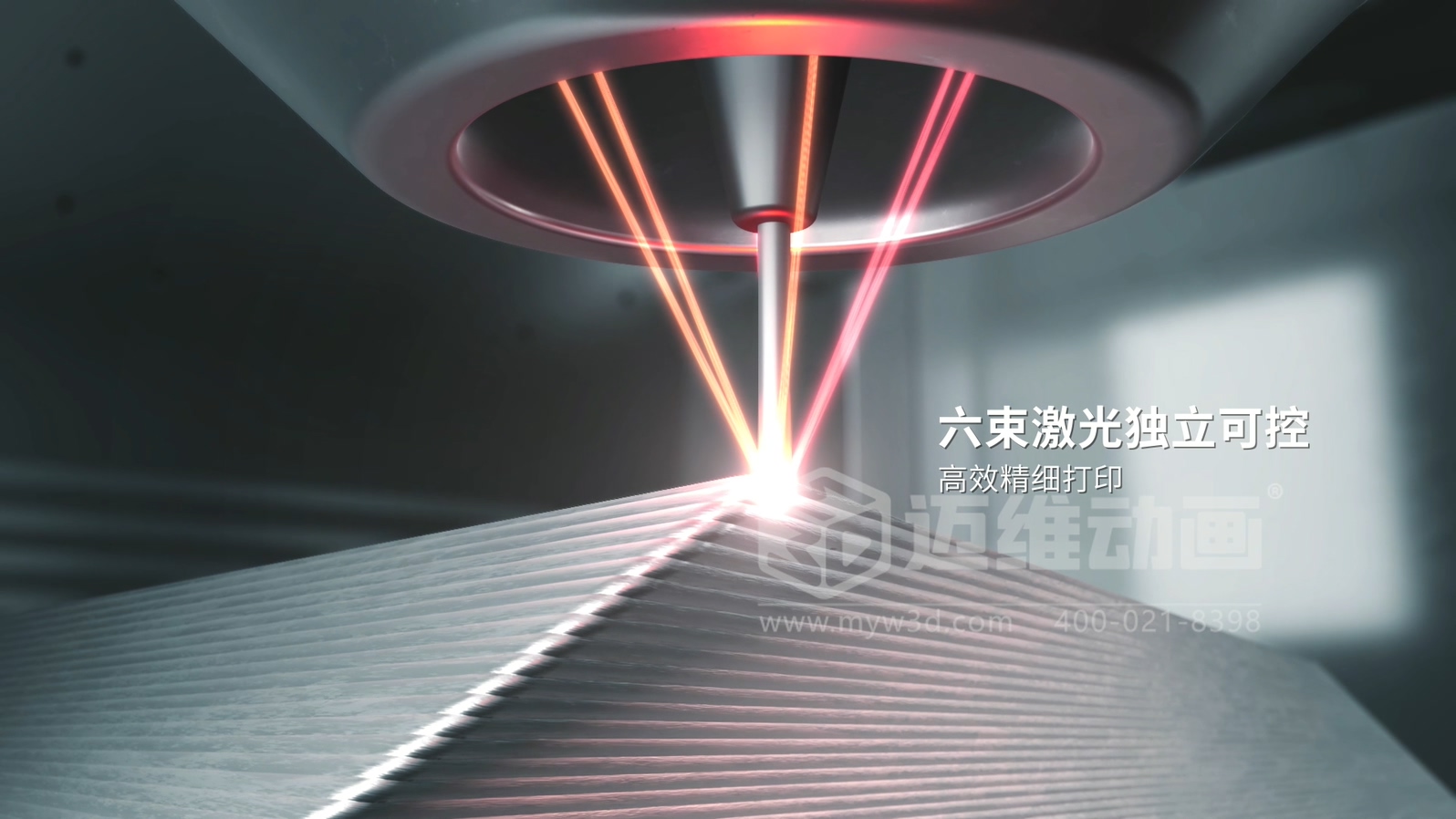 激光送丝 3D 打印工艺流程展示三维动画：迈维动画让工业奇迹 “跃然屏上”(图3)