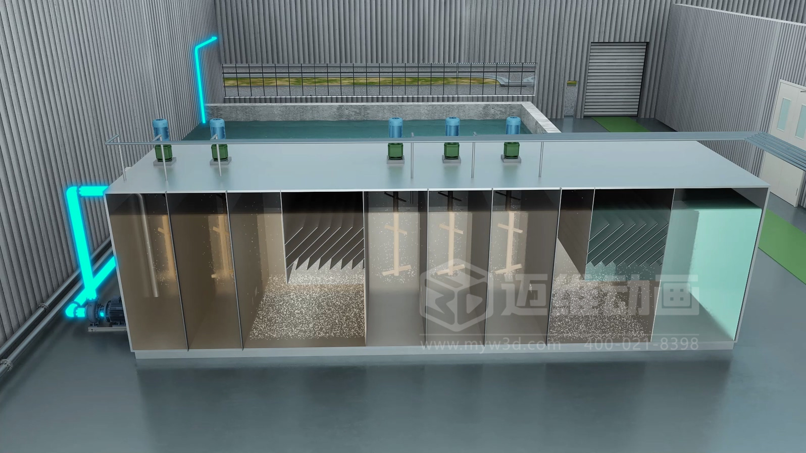 飞灰水洗资源化处理工艺三维动画(图5) 飞灰水洗资源化处理工艺三维动画(图5)