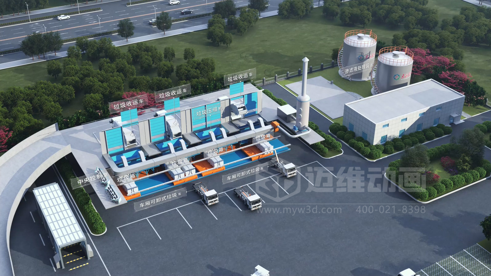 环卫一体化处理工艺三维动画(图2)