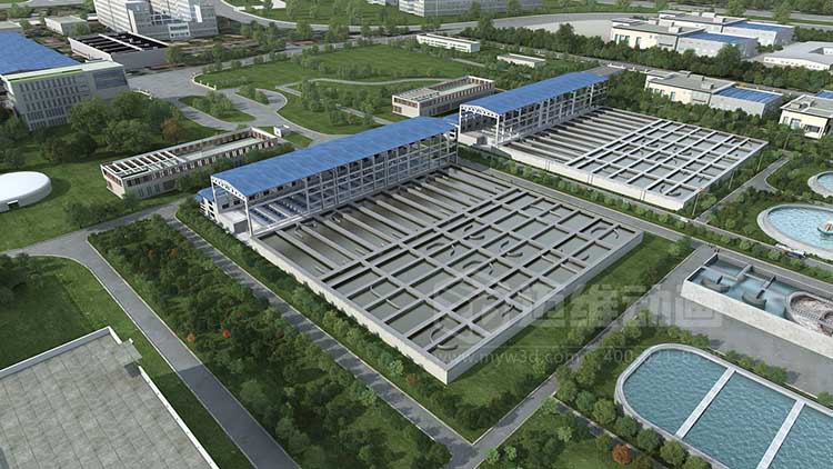 水厂三维动画 城市供水三维演示效果图