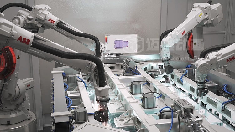 ABB-电池盒智能工艺三维动画 电池盒智能产线三维工艺效果图